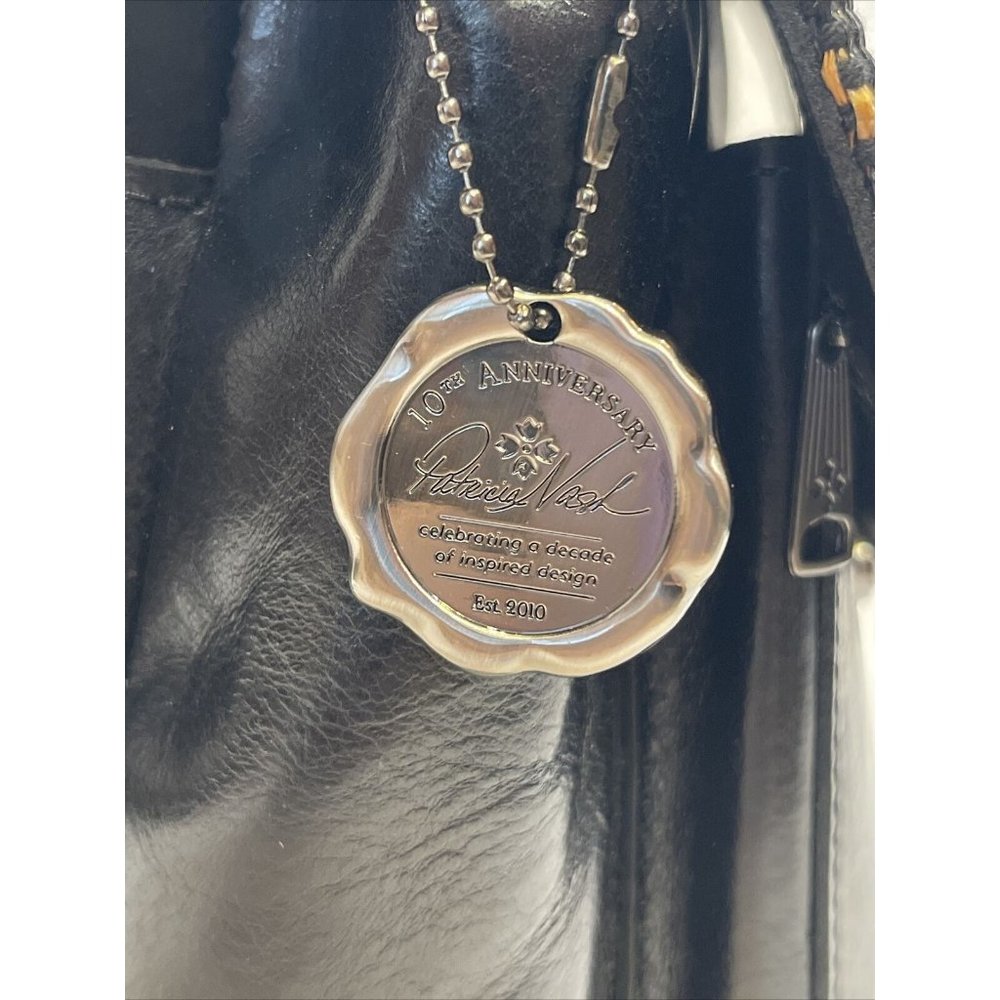 Patricia Nash Leather Leandra Flap Natural and Black Crossbody Handbag Purse - Picture 5 of 12